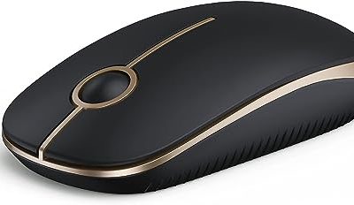 Vssoplor Wireless Mouse, 2.4G Slim Portable Computer Mouse with Nano Receiver Quiet Silent Optical Laptop Mouse for Notebook, PC, Laptop, Computer-Black and Gold
