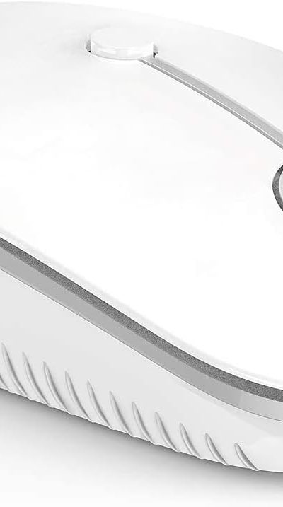 VssoPlor Bluetooth Wireless Mouse, Easy Switch to 3 Device, Rechargeable Type C Mouse Compatible with MacBook, Laptop, Windows Mac OS Quiet Clicking Mouse-White and Silver