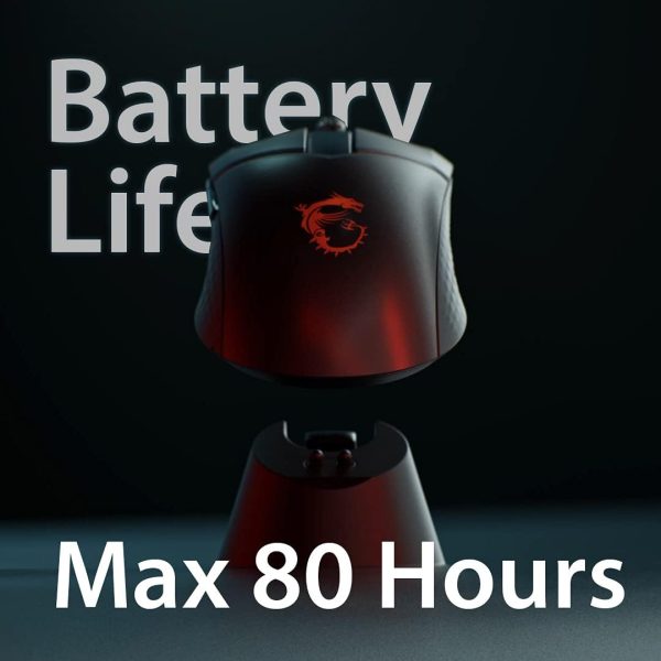 MSI Clutch GM41 Lightweight Wireless Gaming Mouse & Charging Dock, 20,000 DPI, 60M Omron Switches, Fast-Charging 80Hr Battery, RGB Mystic Light, 6 Programmable Buttons, PC/Mac - Image 8