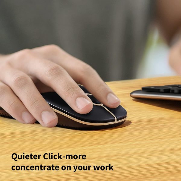 Vssoplor Wireless Mouse, 2.4G Slim Portable Computer Mouse with Nano Receiver Quiet Silent Optical Laptop Mouse for Notebook, PC, Laptop, Computer-Black and Gold - Image 5