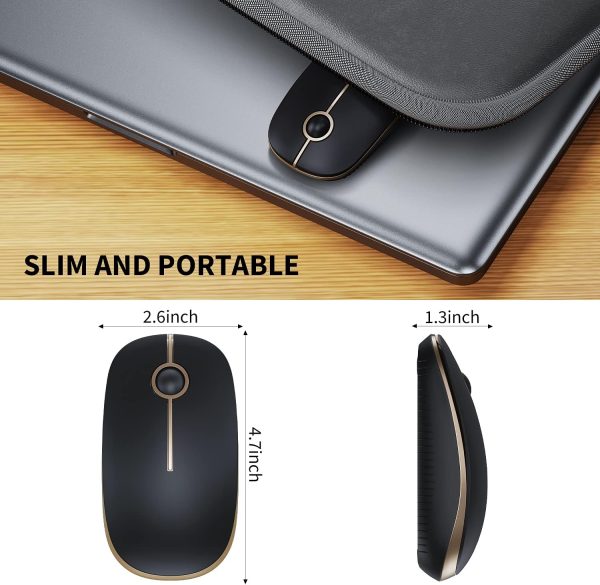 Vssoplor Wireless Mouse, 2.4G Slim Portable Computer Mouse with Nano Receiver Quiet Silent Optical Laptop Mouse for Notebook, PC, Laptop, Computer-Black and Gold - Image 4