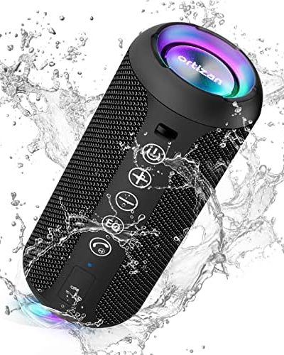 Ortizan Portable Bluetooth Speakers, IPX7 Waterproof Wireless Speaker with 24W Loud Stereo Sound, Outdoor Speaker with Bluetooth 5.3, Deep Bass, RGB Lights, Dual Pairing, 30H Playtime for Home, Party