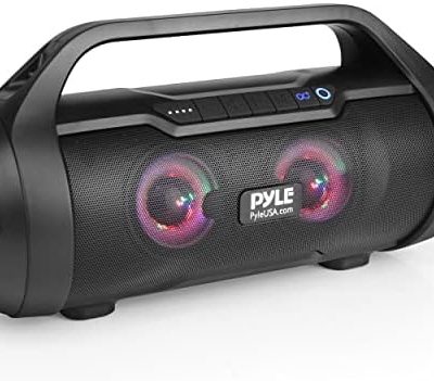 Pyle Wireless Portable Bluetooth Boombox Speaker - 500W 2.0CH Rechargeable Boom Box Speaker Portable Barrel Loud Stereo System with AUX Input/USB/SD/Fm Radio, 3" Subwoofer, Voice Control - PBMWP185