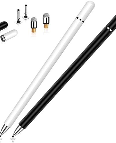Stylus for iPad (2 Pcs), StylusHome Magnetic Disc Universal Stylus Pens Touch Screens for Apple/iPhone/Ipad pro/Mini/Air/Android/Microsoft/Surface All Capacitive Touch Screens - Black/White
