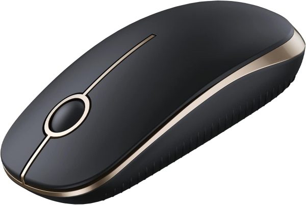Vssoplor Wireless Mouse, 2.4G Slim Portable Computer Mouse with Nano Receiver Quiet Silent Optical Laptop Mouse for Notebook, PC, Laptop, Computer-Black and Gold - Image 2