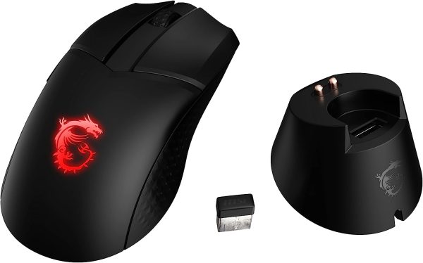 MSI Clutch GM41 Lightweight Wireless Gaming Mouse & Charging Dock, 20,000 DPI, 60M Omron Switches, Fast-Charging 80Hr Battery, RGB Mystic Light, 6 Programmable Buttons, PC/Mac - Image 7